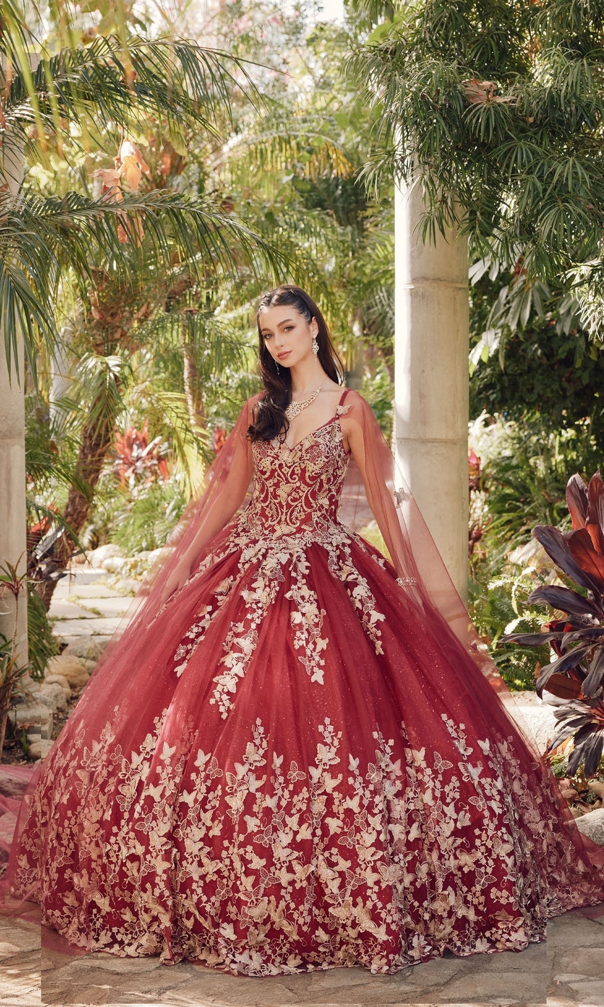 Juliet 1442 Quinceañera Dress with Sheer Cape