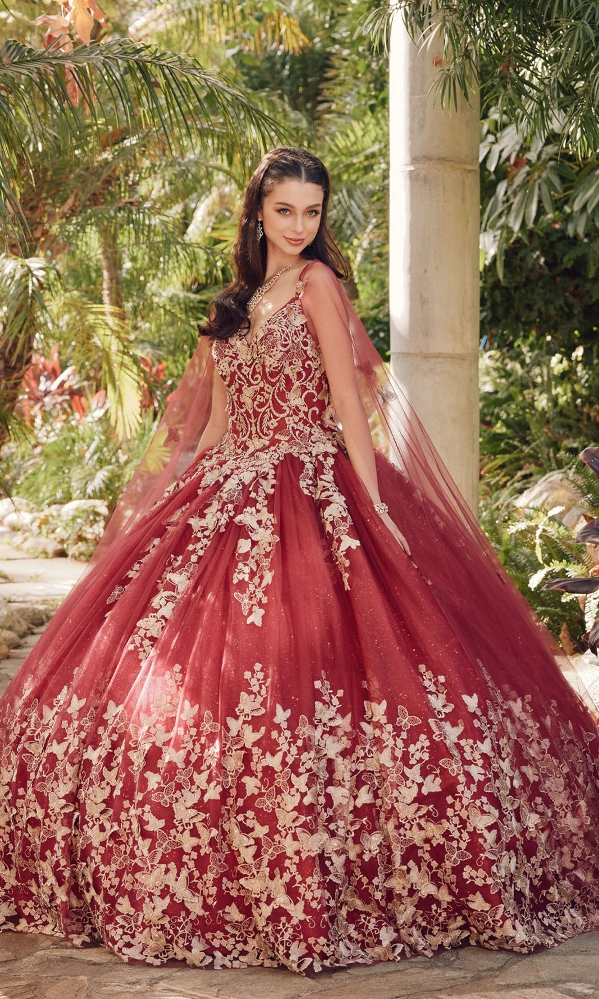 Juliet 1442 Quinceañera Dress with Sheer Cape