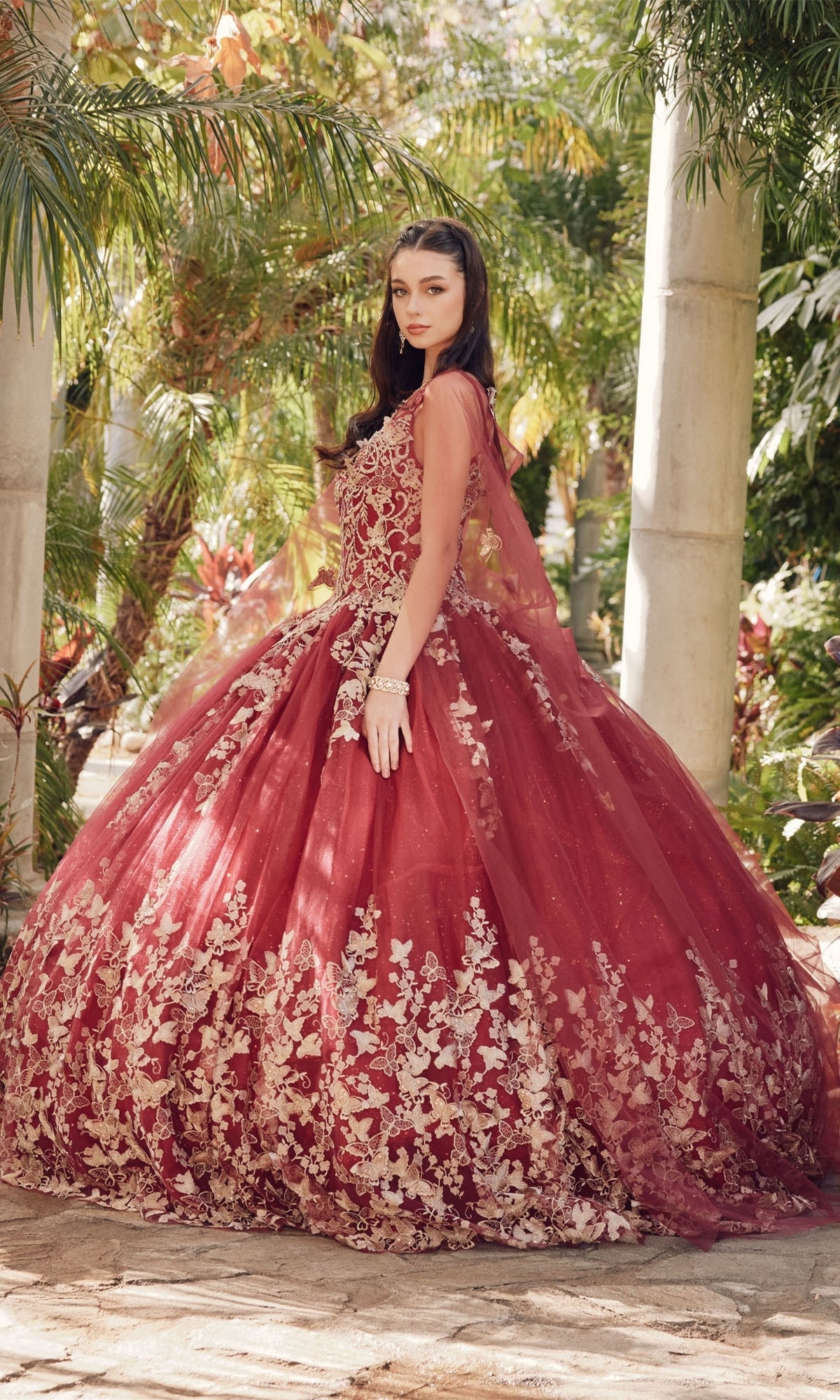 Juliet 1442 Quinceañera Dress with Sheer Cape