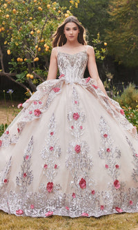 Ladivine 15703 Glitter Champagne Quinceañera Dress