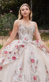 Ladivine 15703 Glitter Champagne Quinceañera Dress