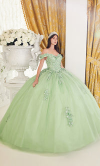 Ladivine 15710 Off-Shoulder Green Quinceañera Dress