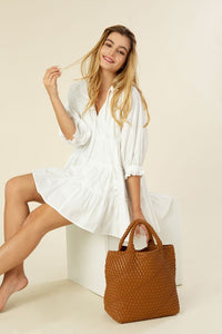 Short White Casual Cotton Dress FGDR32L007