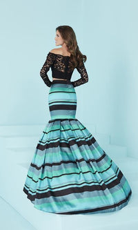 Two-Piece Striped Mermaid Prom Dress