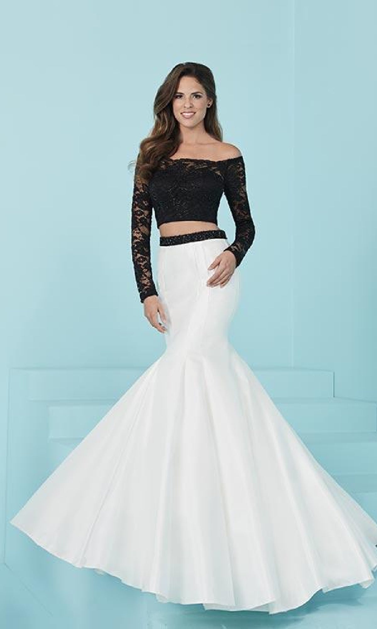 Two-Piece Mermaid Prom Dress with Lace Sleeves