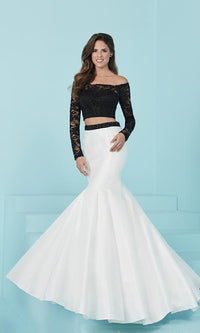 Two-Piece Mermaid Prom Dress with Lace Sleeves