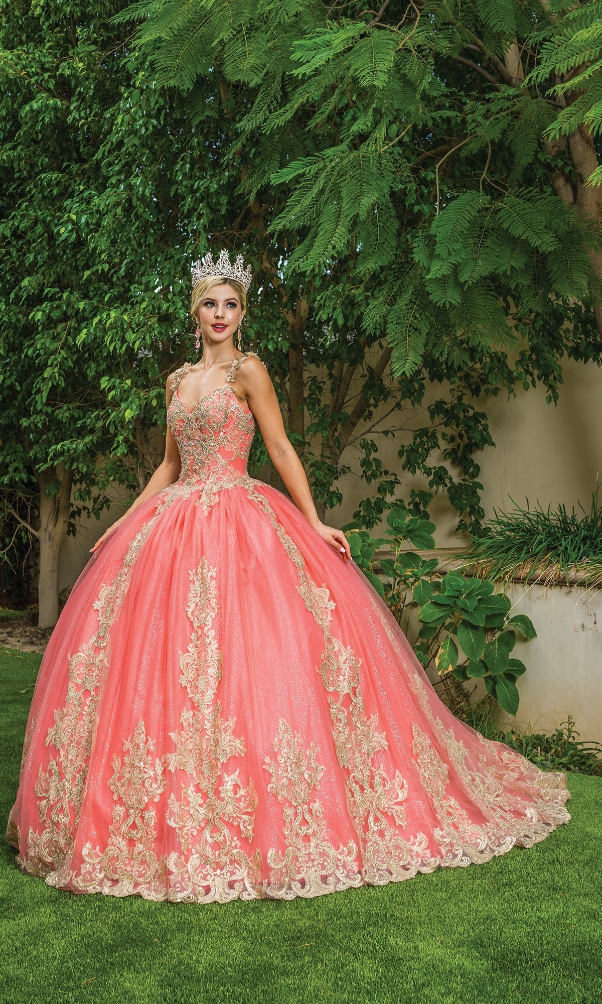 Coral quinceanera hot sale