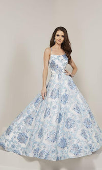 Foil-Print Prom Ball Gown: Tiffany 16340