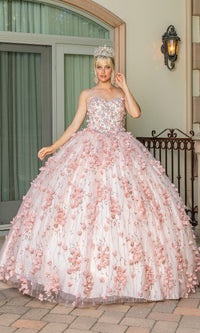 Strapless Rose Gold Quinceanera Dress 1673