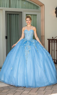 Strapless Blue Quinceanera Dress 1717