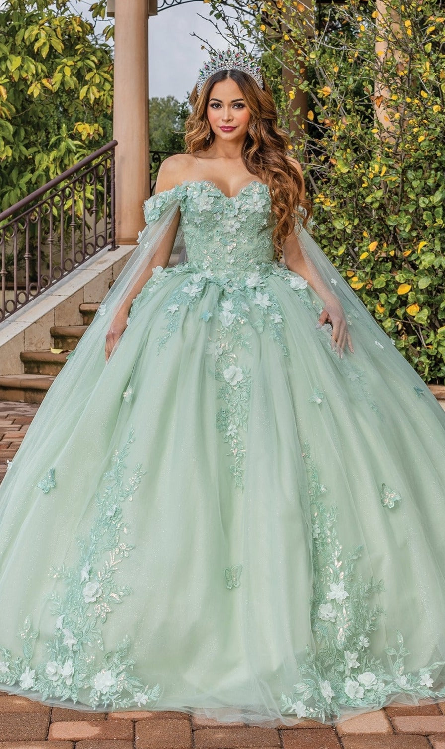 white and green quinceanera dresses