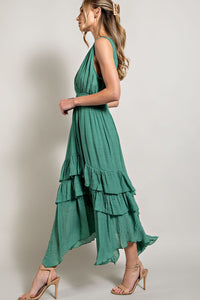 Sleeveless V-Neck Tiered Casual Maxi Dress