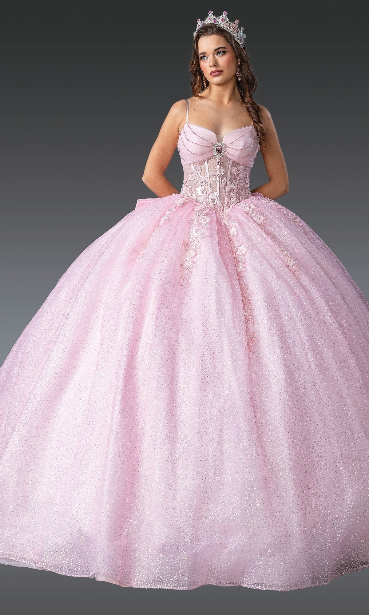 Long Quinceañera Dress with Bow: Dancing Queen 1958