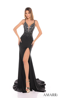 Amarra Backless Long Jersey Prom Dress with Beads