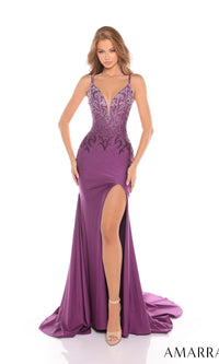 Amarra Backless Long Jersey Prom Dress with Beads