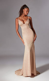 Draped Long Glitter Prom Dress : Aerie Couture 200