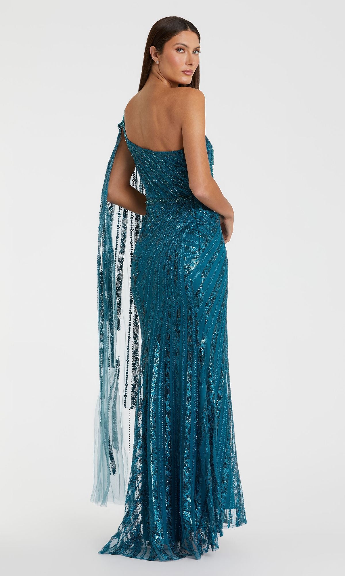 One-Shoulder Long Prom Gown: Mac Duggal 20528