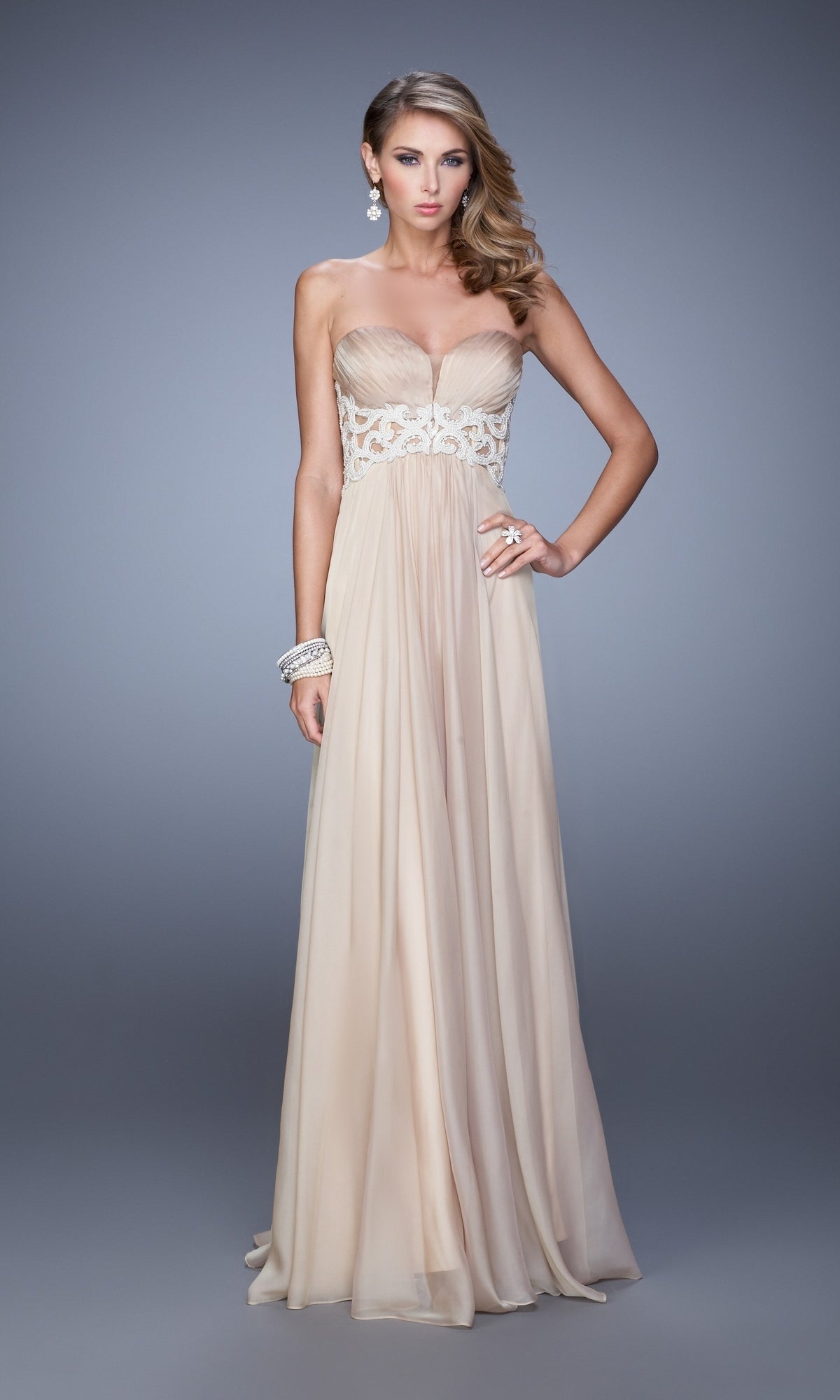 La Femme Empire-Waist Chiffon Prom Dress 20727