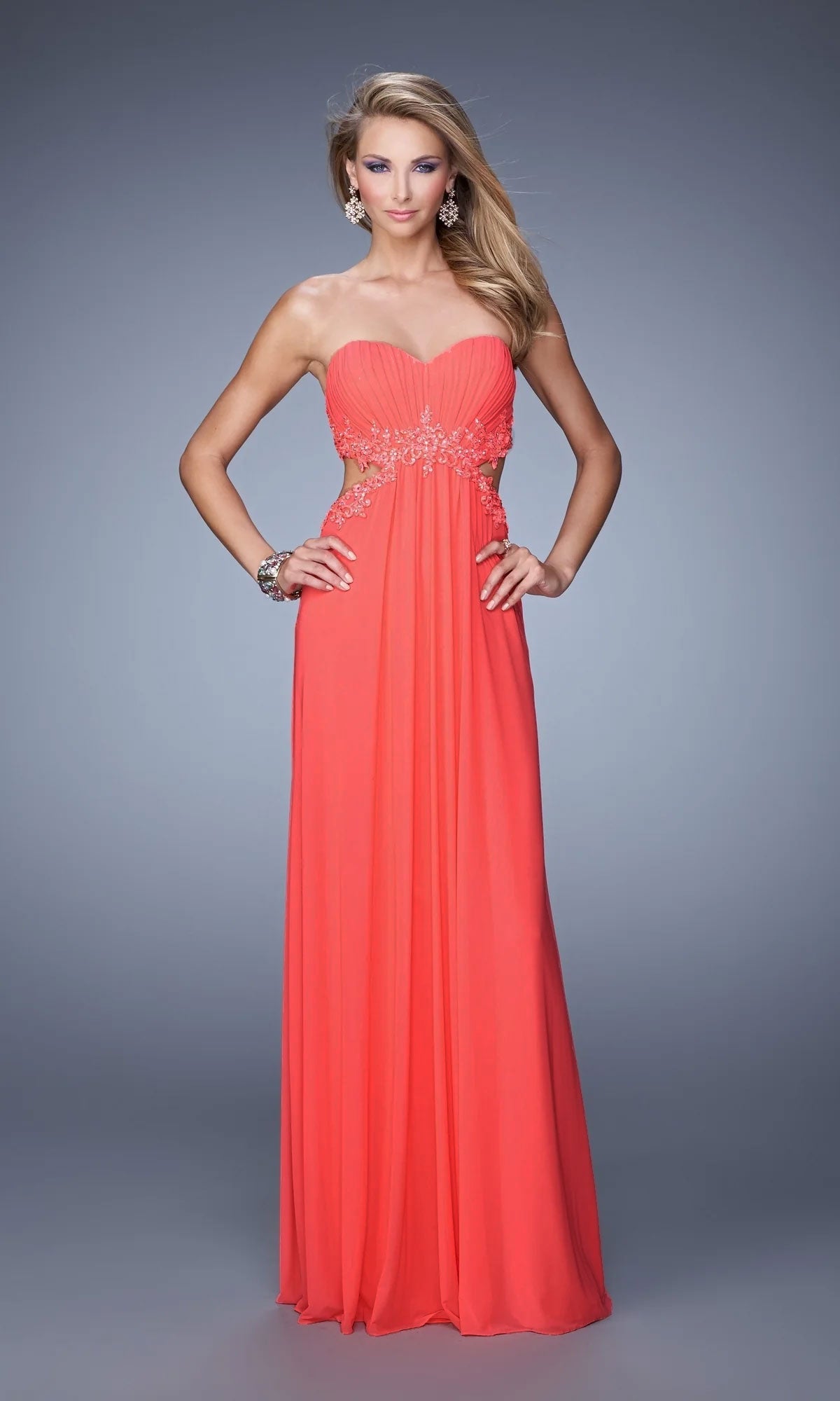 Strapless Cut-Out La Femme Jersey Prom Dress 20826