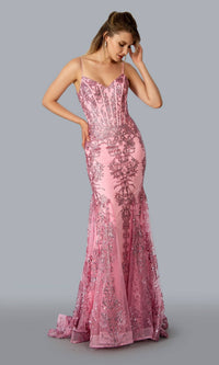 Corset-Bodice Sparkly Long Mermaid Prom Dress 21066