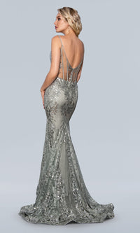 Corset-Bodice Sparkly Long Mermaid Prom Dress 21066