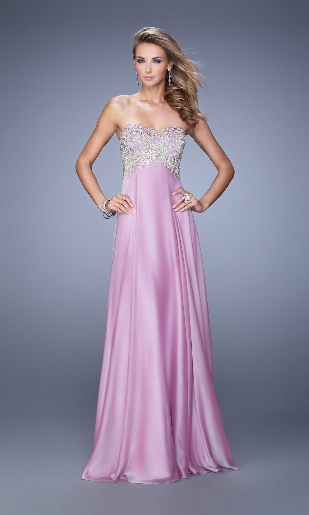 La Femme Embroidered Chiffon Prom Dress 21289