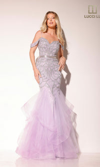 Open-Back Beaded Mermaid Prom Dress: Lucci Lu 2147