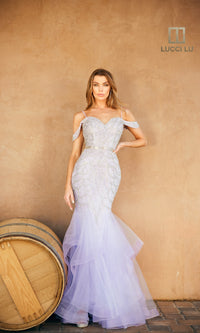 Open-Back Beaded Mermaid Prom Dress: Lucci Lu 2147