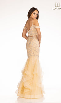 Open-Back Beaded Mermaid Prom Dress: Lucci Lu 2147