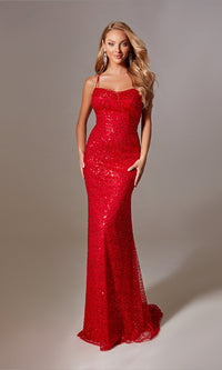 Strappy Long Sequin Prom Dress: Aerie Couture 222