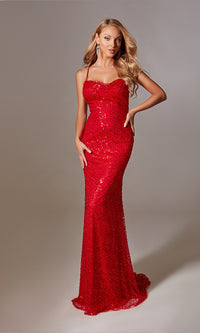 Strappy Long Sequin Prom Dress: Aerie Couture 222