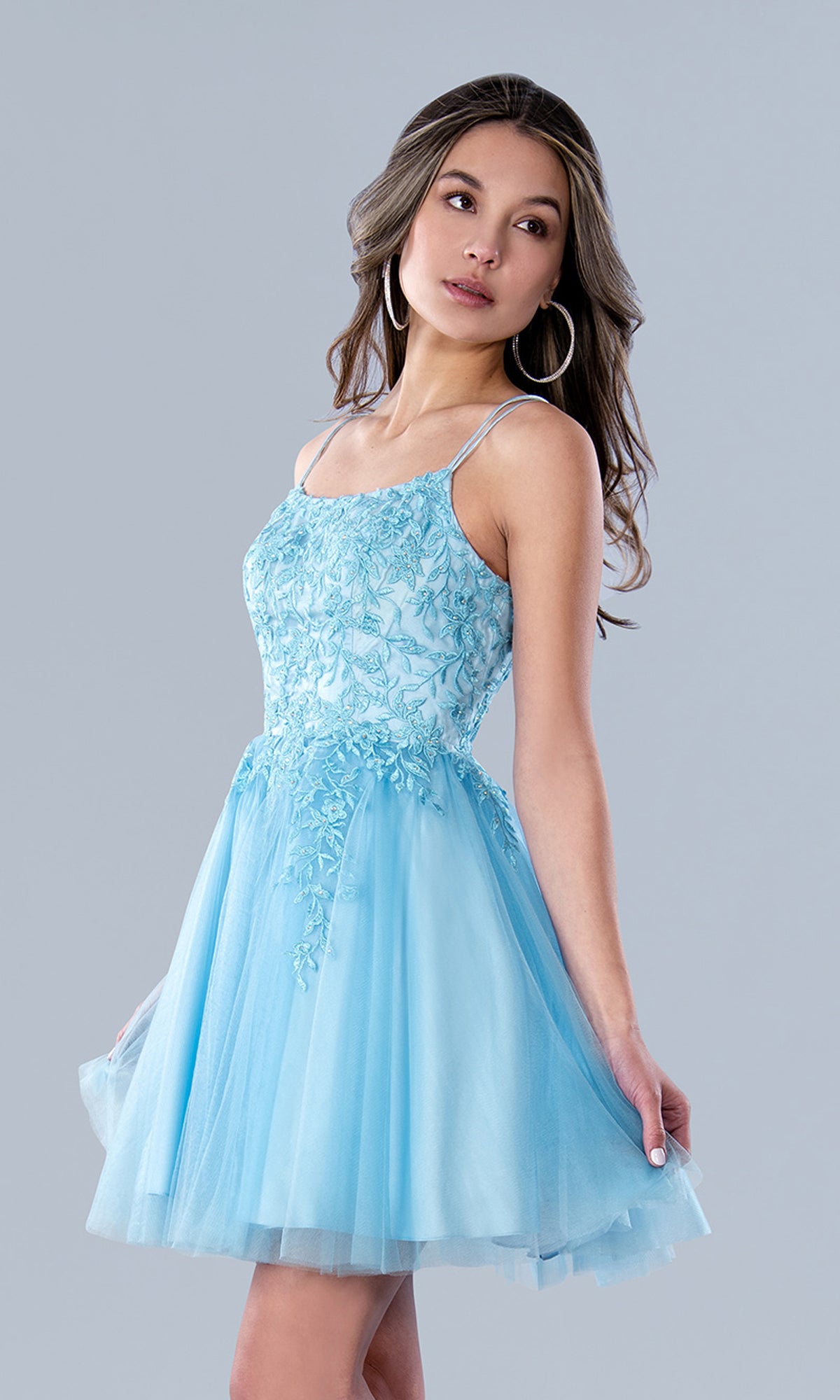 Short Blue A-Line Homecoming Dress 22770 - PromGirl
