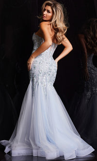 Jovani Strapless Long Light Blue Prom Dress 22924