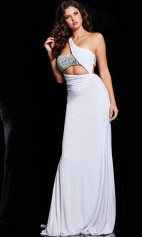 Jovani Cut-Out Beaded-Bodice Long Prom Dress 23130