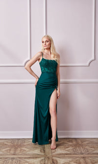 Glitter-Bodice Long Prom Dress: Aerie Couture 233