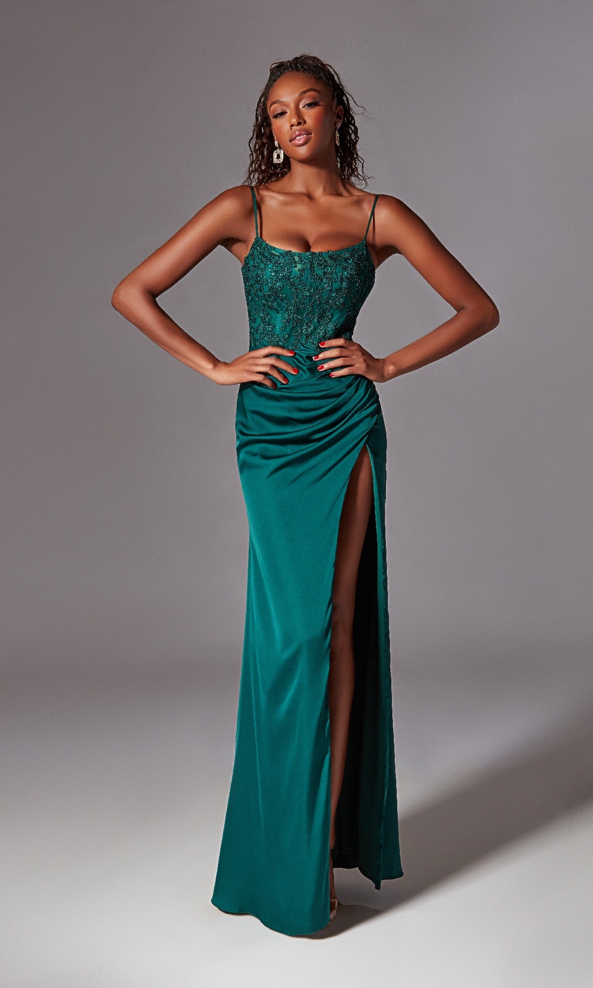 Glitter-Bodice Long Prom Dress: Aerie Couture 233