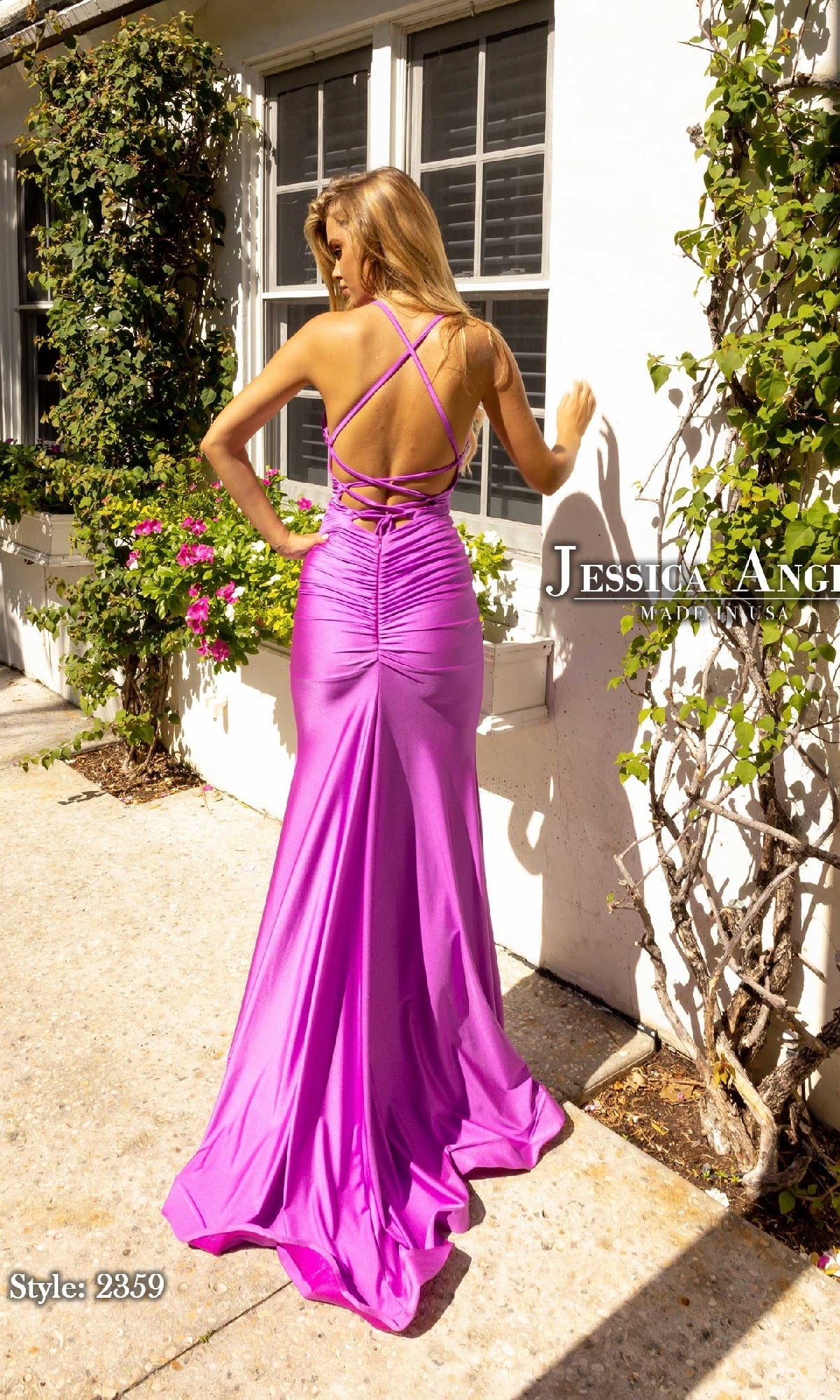 V-Neck Slinky Long Prom Dress: Jessica Angel 2359