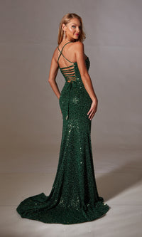 V-Neck Long Sequin Prom Dress: Aerie Couture 235