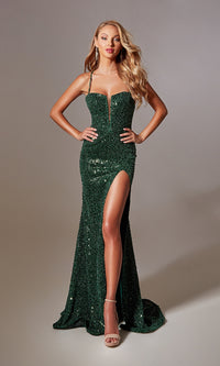 V-Neck Long Sequin Prom Dress: Aerie Couture 235