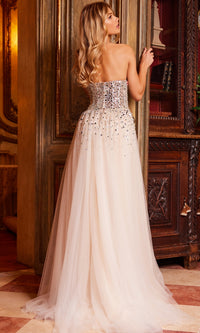 Jovani Strapless Beaded Nude Prom Ball Gown 23712