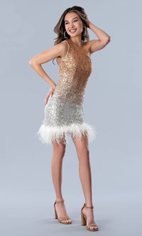 Feathered Sequin Hoco Dress: Stella Couture 23723