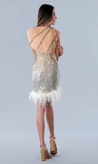 Feathered Sequin Hoco Dress: Stella Couture 23723