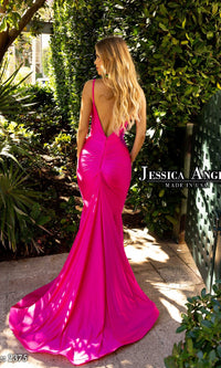 Beaded-Neck Long Prom Dress: Jessica Angel 2375