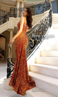 Long Sequin Velvet Prom Dress: Jessica Angel 2384