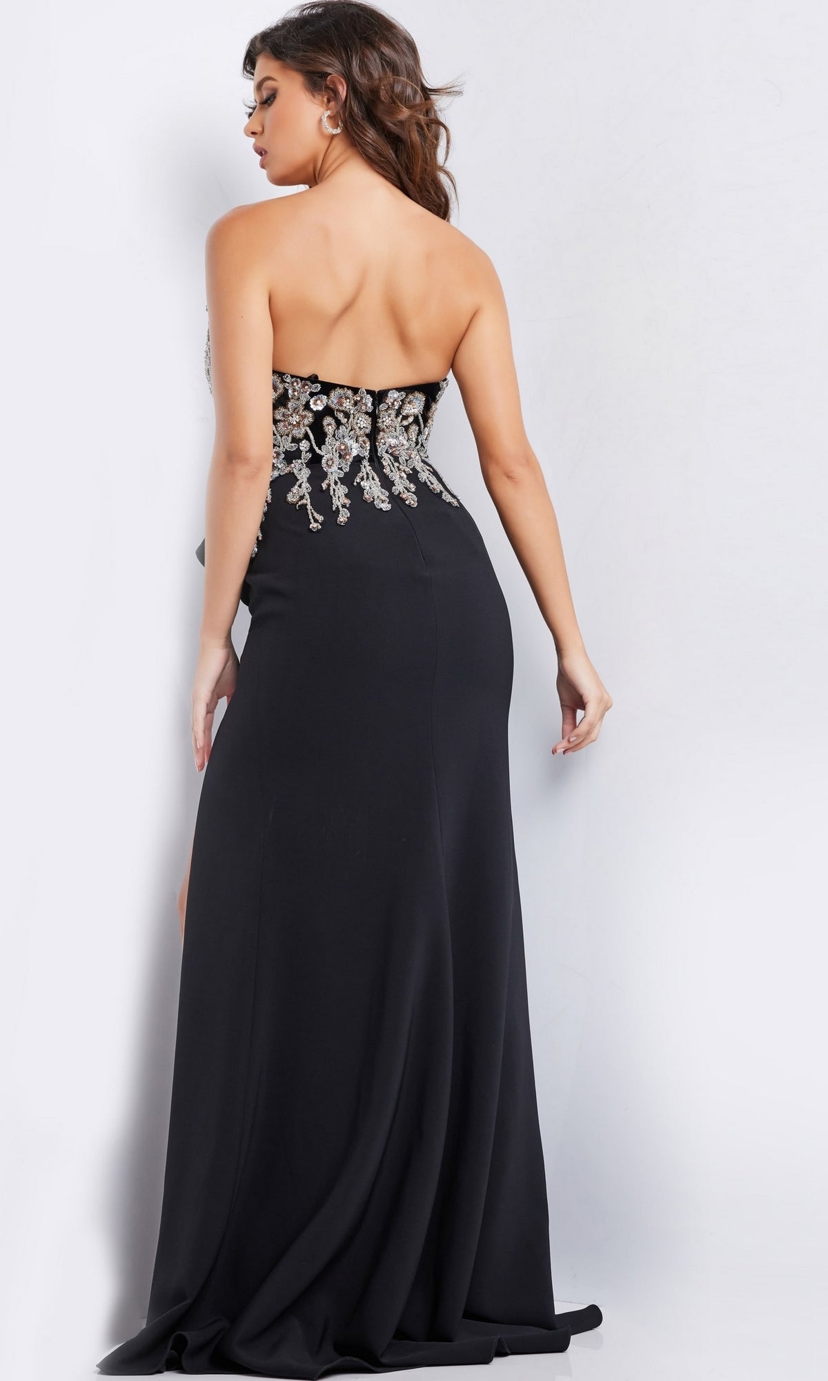 Jovani Strapless Long Velvet Prom Dress 23938