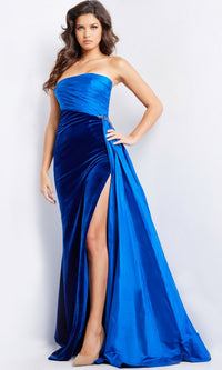 Strapless Long Prom Dress with Side Sash