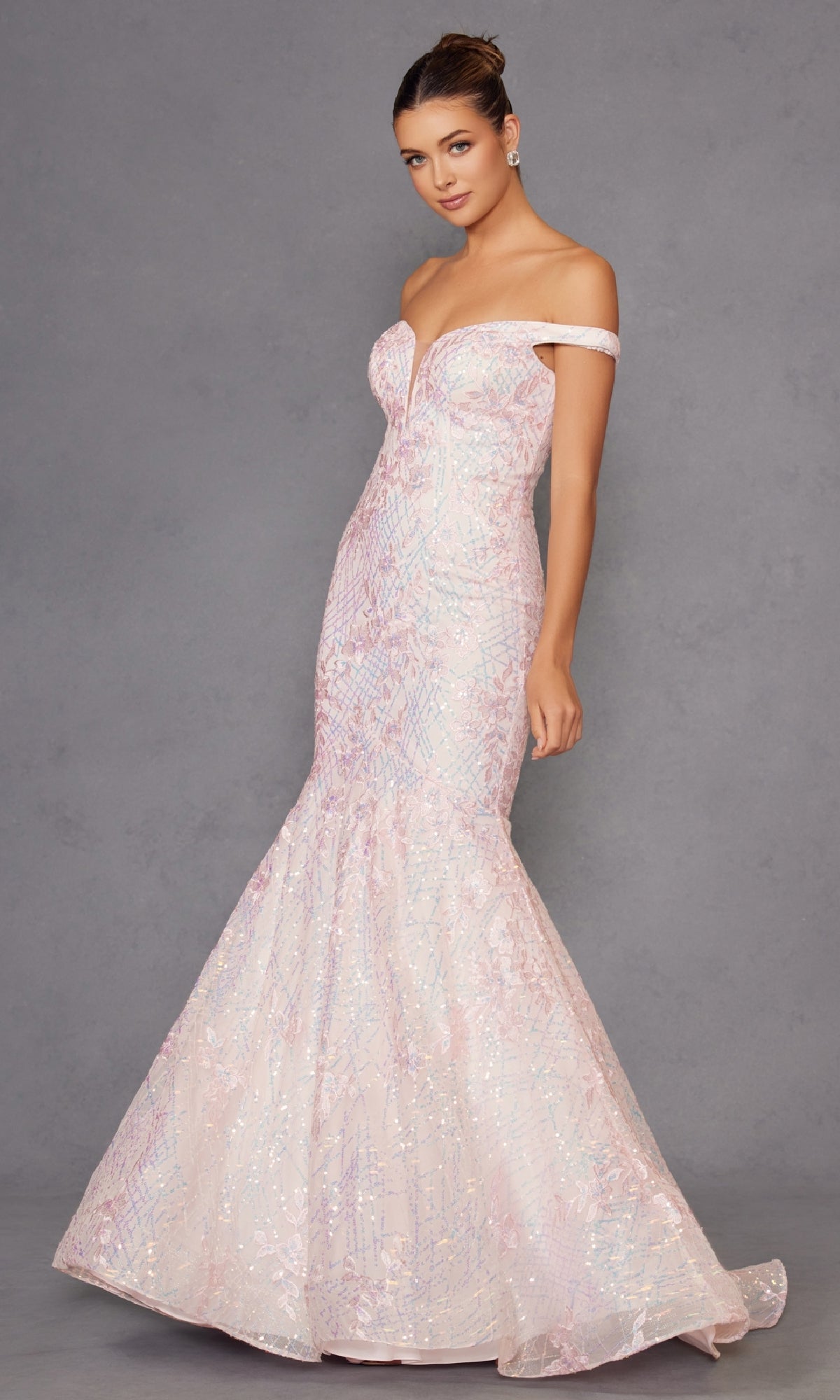 Off-the-Shoulder Sequin Mermaid Prom Dress 2412