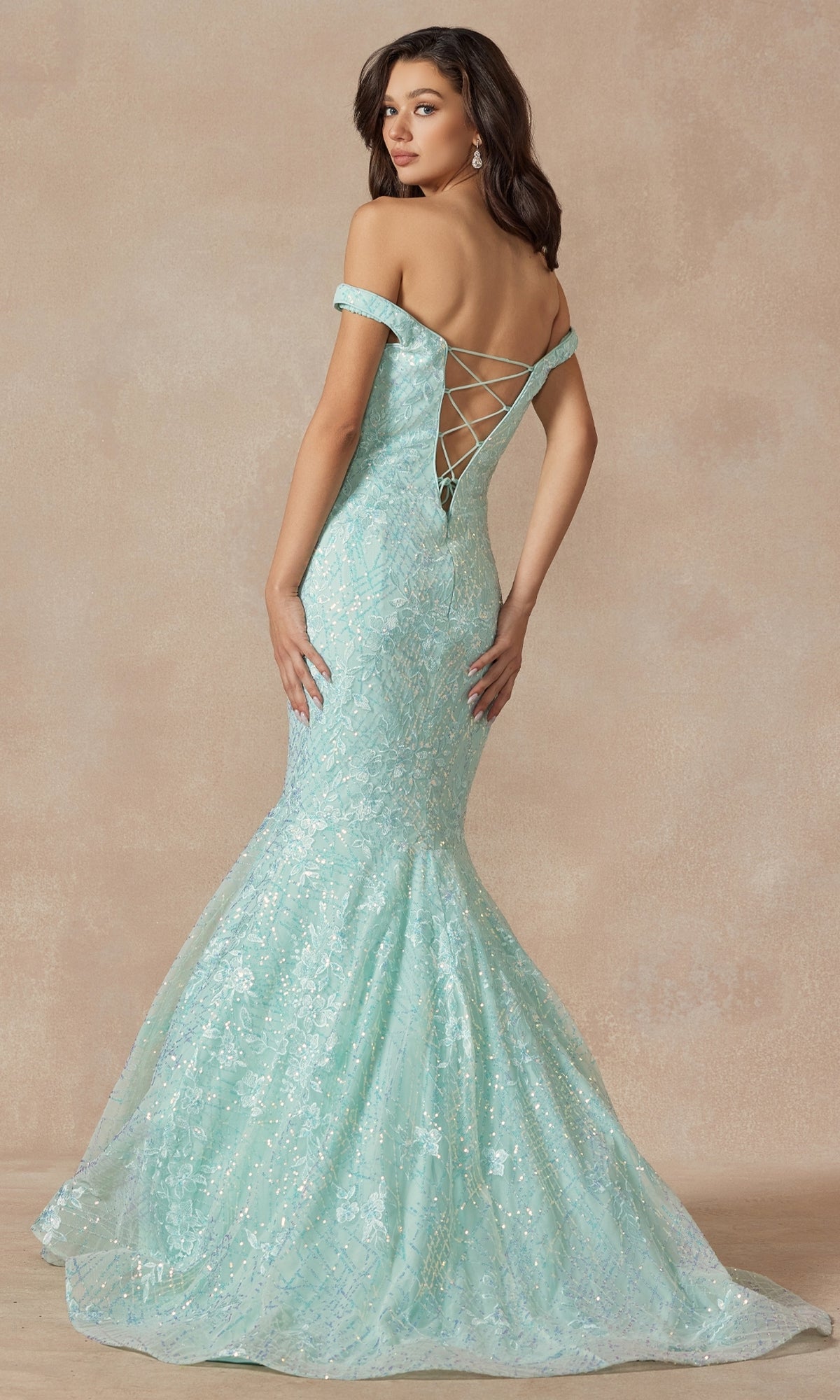 Off-the-Shoulder Sequin Mermaid Prom Dress 2412