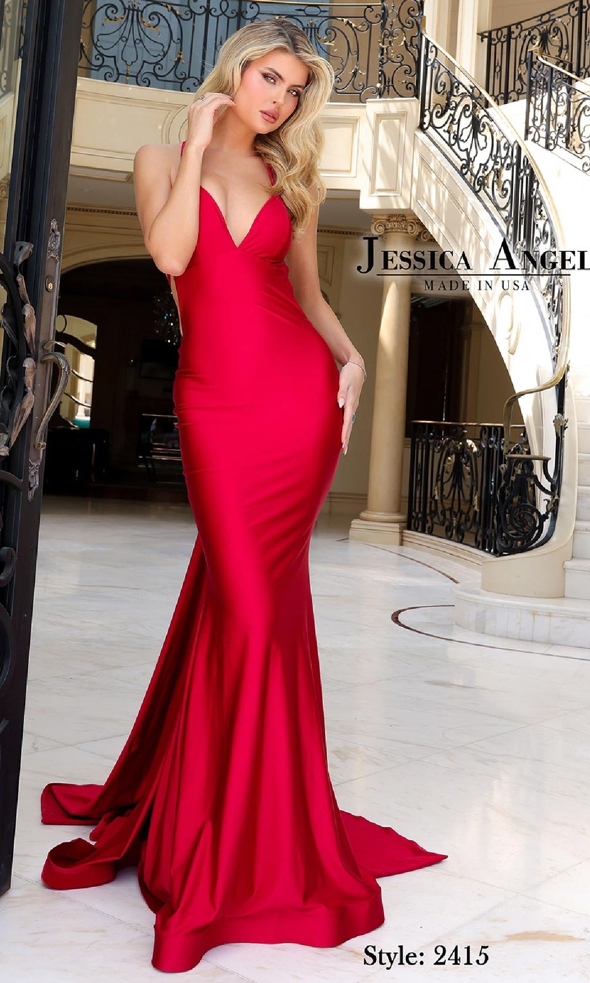 Strappy-Back Long Prom Dress: Jessica Angel 2415