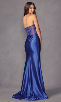 Strapless Illusion Long Formal Prom Dress 2416